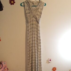 Max Studio White and Blue Striped Maxi Dress